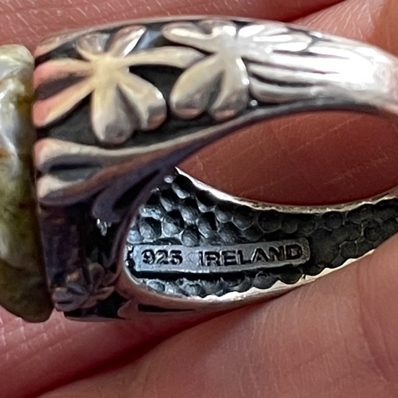 Green rose 🌹925 silver cocktail ring size 6. Made in Ireland & hallmark stamps. - Picture 4 of 14